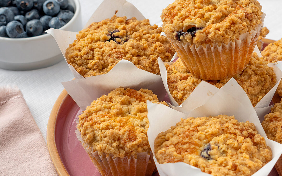 Muffins de Arándanos con Crumble | Húmedos y Crocantes